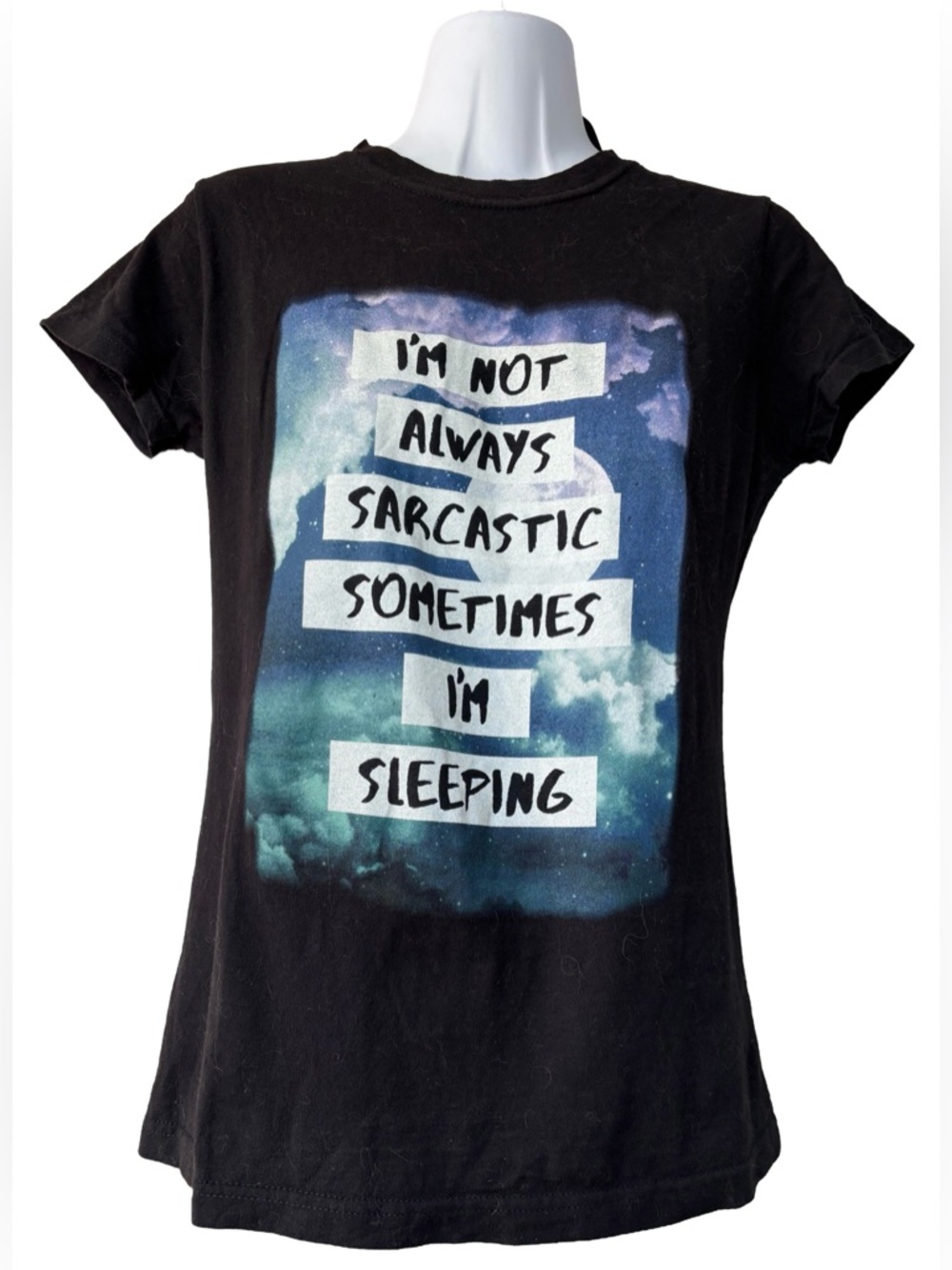 Black Matter Black Graphic Tee with Blue-Green Cloud Print